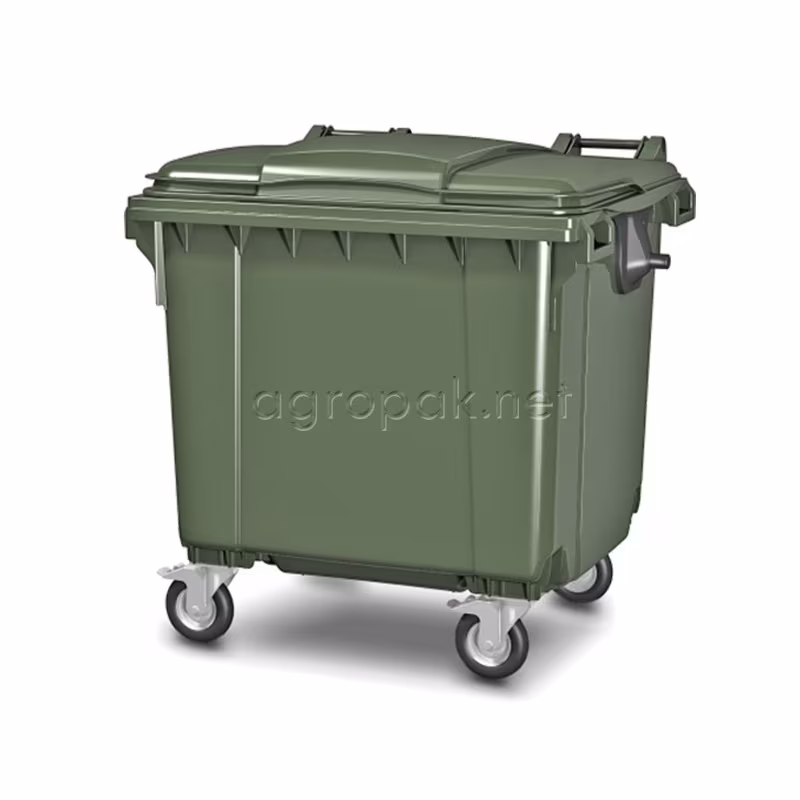 Бак для мусора 1100л, с крышкой, на колесах, п/э, цвет зеленый 22.c19.70 green