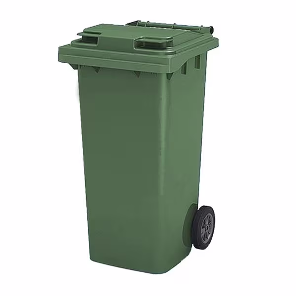 Бак для мусора 120л, с крышкой, на колесах, п/э, цвет зеленый 23.c29 green