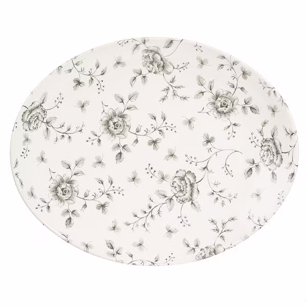 Блюдо овальное 31,7х25,5см, без борта, vintage prints, цвет grey rose chintz rcgop121