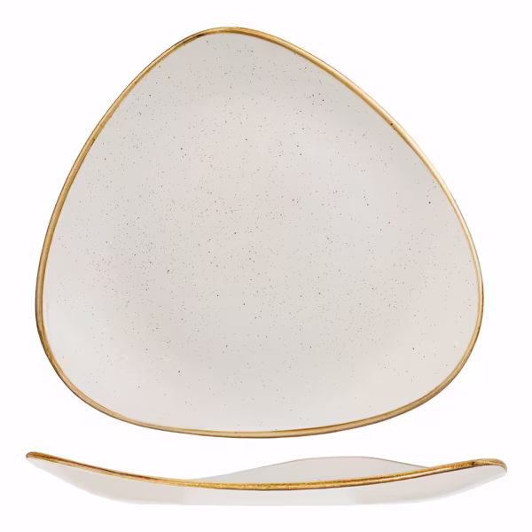 Тарелка мелкая треугольная 26,5см, без борта, stonecast, цвет barley white swhstr101