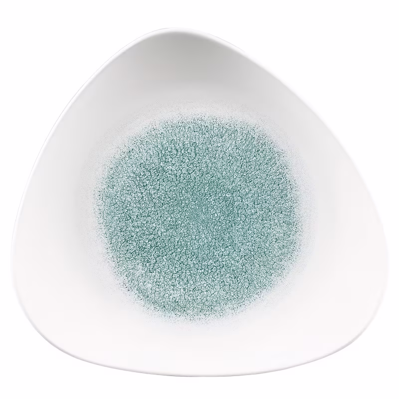 Тарелка мелкая треугольная 31,1см, без борта, цвет raku jade green, studio prints rkjgtr121