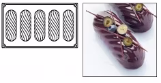 Форма для пирожных  "twist eclair" 120 x 40 h 33 mm, 5 ячеек, силикон 30sil505