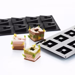 Форма для пирожных "cube" 50х50 h16мм, 8 ячеек, 28мл, силикон 30sil601