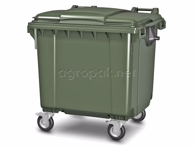 Бак для мусора 1100л, с крышкой, на колесах, п/э, цвет зеленый 22.c19 green (21.050)