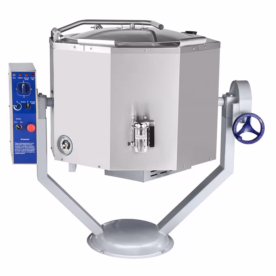 Котел пищеварочный abat кпэм-100-омр со сливным краном, цельнотянутый, 100 л, вся нерж.