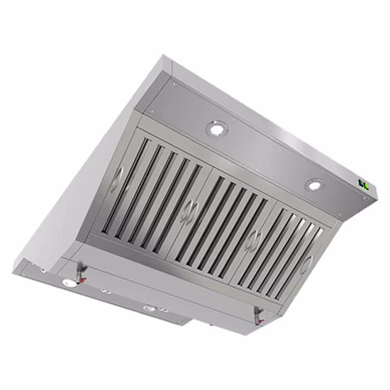 Звооск-08,514 зонт вытяжной остров. (850х1400х400) с ж/у фильтрами, с отв., с козырьком, с подсвет.