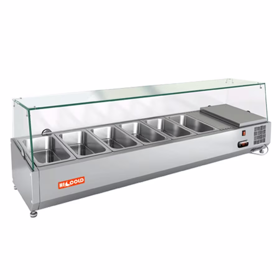 Vrx 1500 1/3 витрина охл.настольная, со стеклом, 1500х385х459 мм, hicold rus