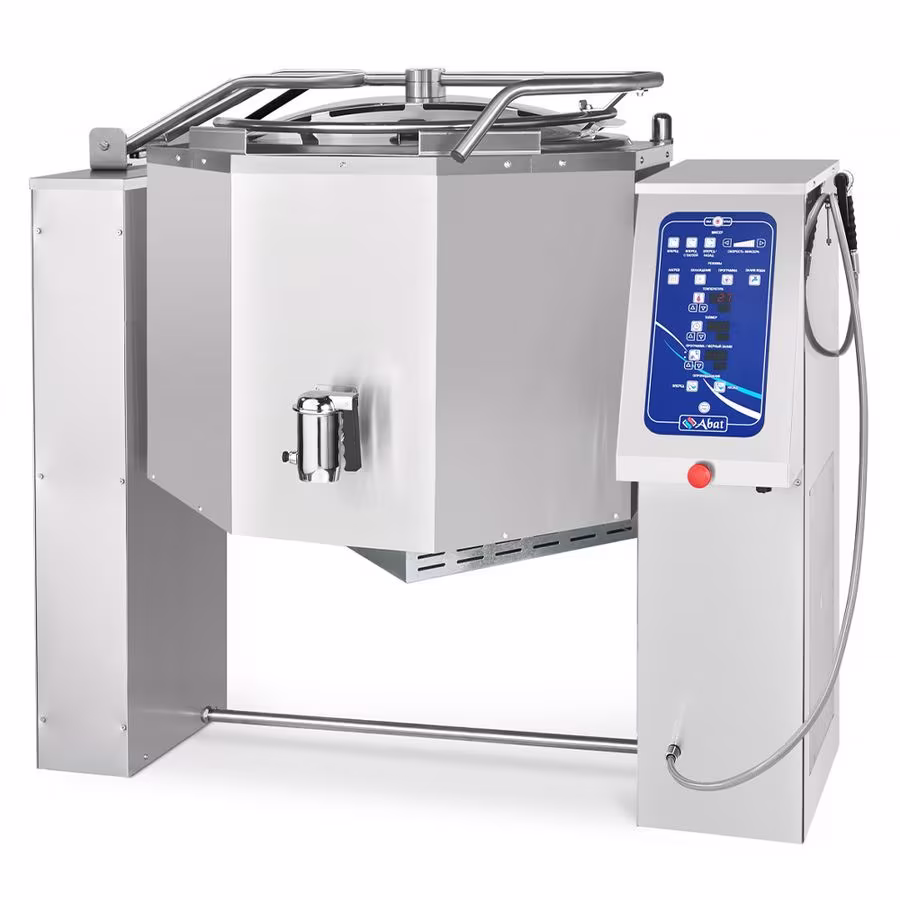 Котел пищеварочный abat кпэм-100-ом2 со сливным краном, с миксером